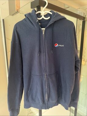 Pepsi Navy Blue Full-Zip Hoodie with Logo